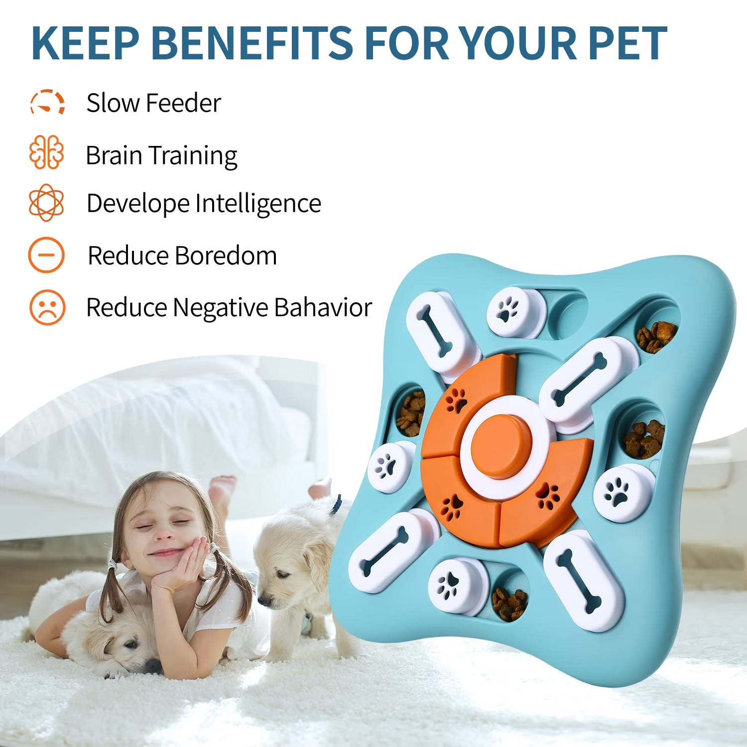 Pet Deluxe Dog Puzzle Toys, Treat Dispensing Dog Enrichment Toys for IQ Training and Brain Stimulation, Interactive Mentally Stimulating Toys as Gifts for Puppies, Cats, Dogs