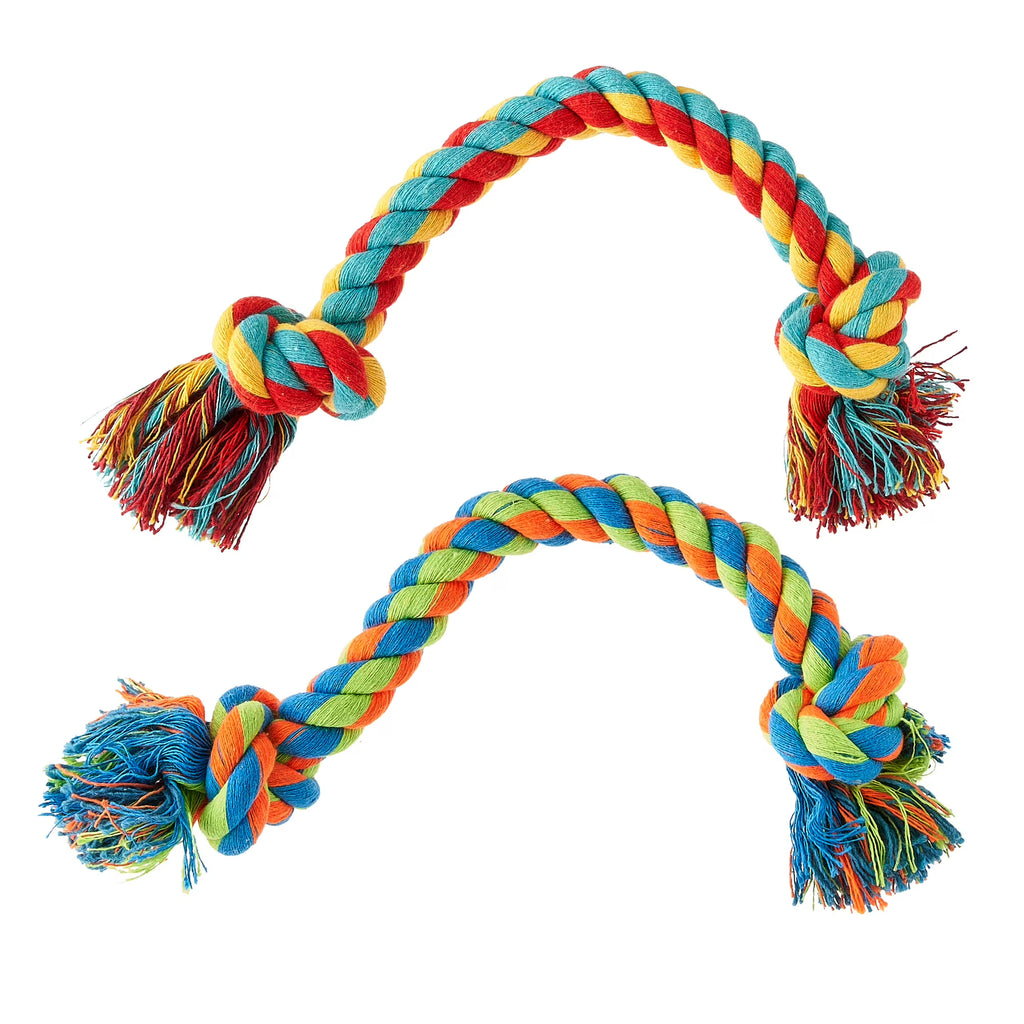 (4 pack) Vibrant Life Tug Buddy Braided Rope Chew Dog Toy, Multicolor, Level 1 for Light Chewing