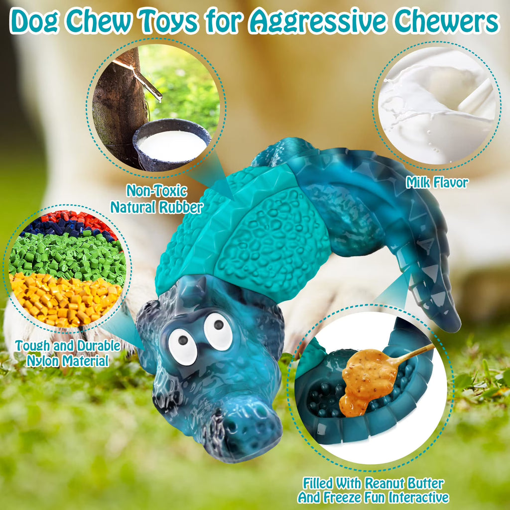 Pet Deluxe Dog Toys for Super Aggressive Chewers Indestructible Interactive Tough Dog Chew Crocodile Toy Heavy Duty Durable Toys Teeth Cleaning for Large Medium Dogs