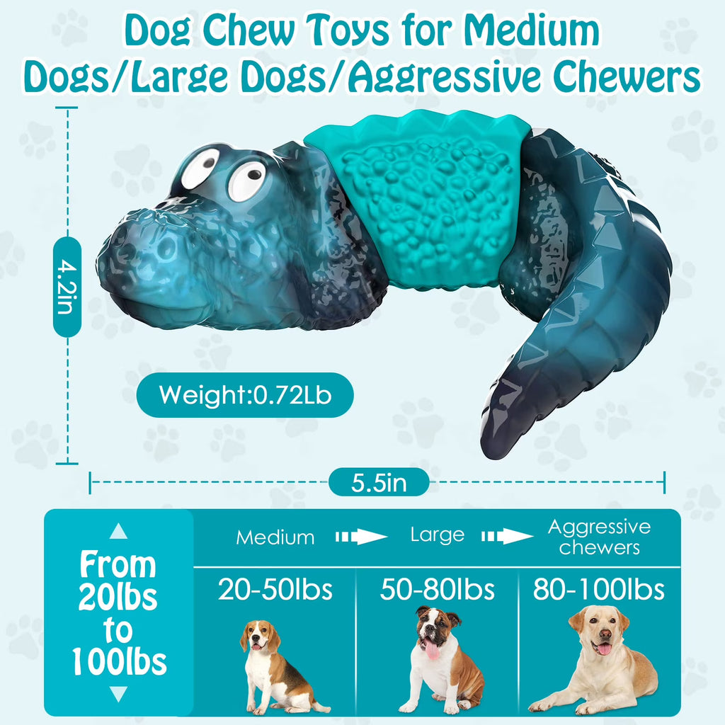 Pet Deluxe Dog Toys for Super Aggressive Chewers Indestructible Interactive Tough Dog Chew Crocodile Toy Heavy Duty Durable Toys Teeth Cleaning for Large Medium Dogs