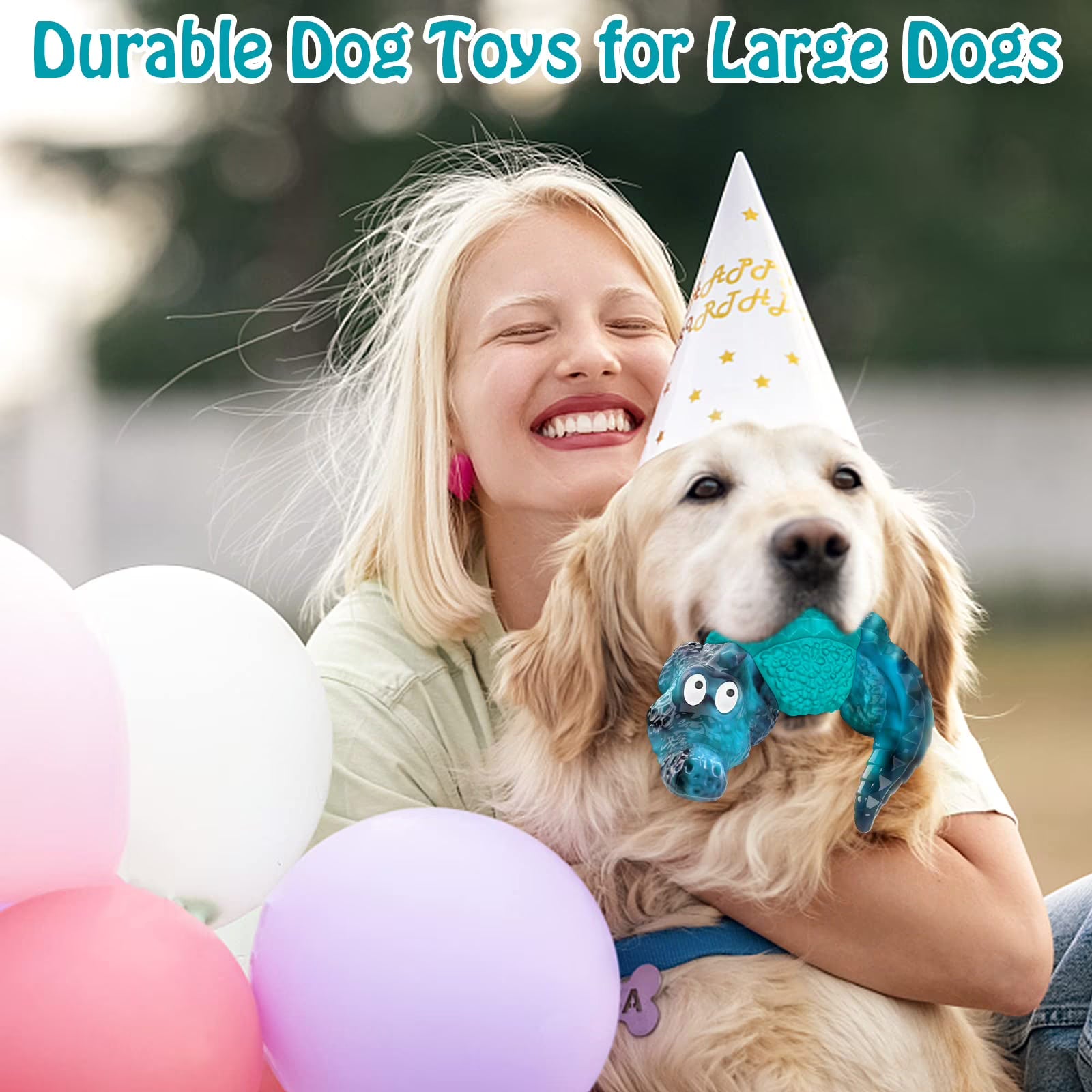 Pet Deluxe Dog Toys for Super Aggressive Chewers Indestructible Interactive Tough Dog Chew Crocodile Toy Heavy Duty Durable Toys Teeth Cleaning for Large Medium Dogs
