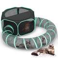 HUTACT 3-in-1 Pet Playpen with Tunnel for Cats Rabbits, 47" Portable Pet Playpen for Indoor/Outdoor Travel, Breathable Foldable Small Dog Pet Playpen with Carrying Case