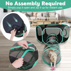 HUTACT 3-in-1 Pet Playpen with Tunnel for Cats Rabbits, 47" Portable Pet Playpen for Indoor/Outdoor Travel, Breathable Foldable Small Dog Pet Playpen with Carrying Case