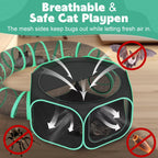 HUTACT 3-in-1 Pet Playpen with Tunnel for Cats Rabbits, 47" Portable Pet Playpen for Indoor/Outdoor Travel, Breathable Foldable Small Dog Pet Playpen with Carrying Case