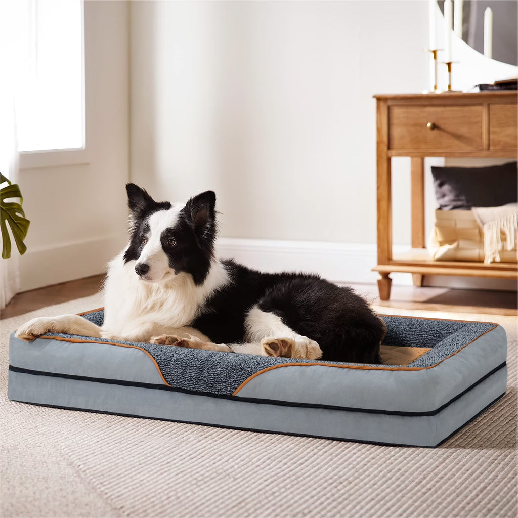 PayUSD Dog Beds for Large Medium Small Dogs Orthopedic Pet Bed Sofa Supportive Egg Crate Foam Animal Couch with Removable Washable Cover Non Skid Bottom S to XL