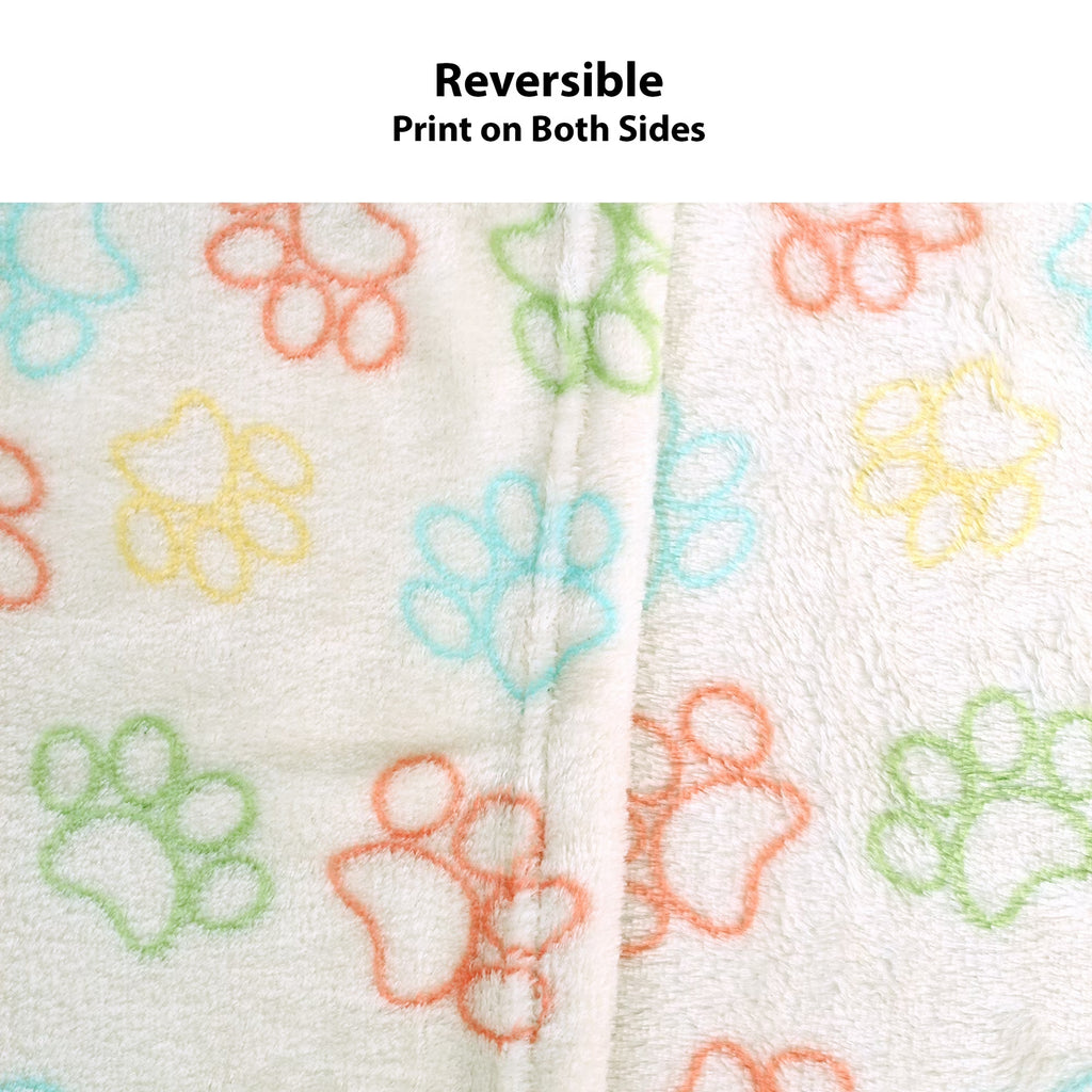 Vibrant Life Medium Cozy Plush Throw Blanket for Cats & Dogs, Multi-Color Paw Print
