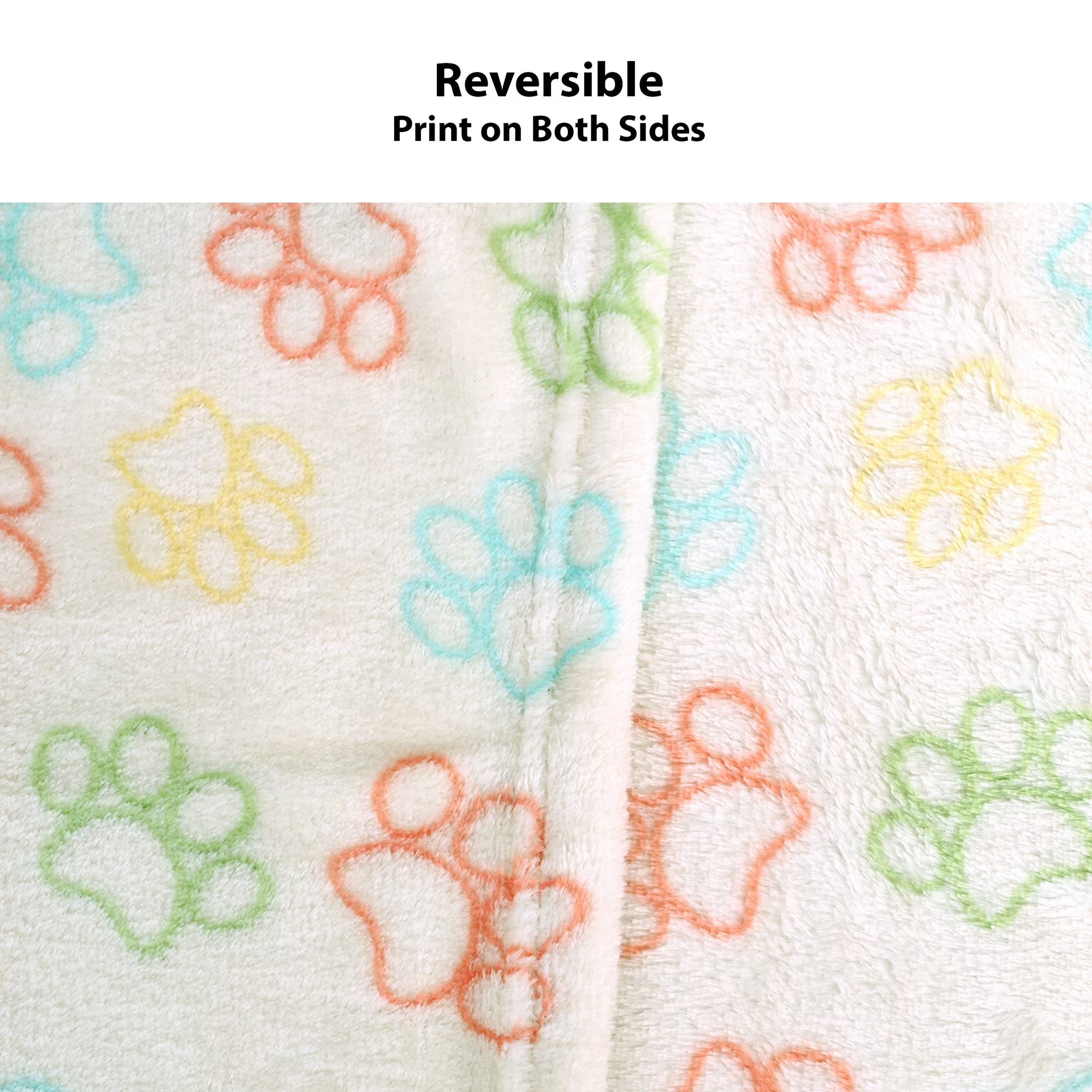 Vibrant Life Medium Cozy Plush Throw Blanket for Cats & Dogs, Multi-Color Paw Print