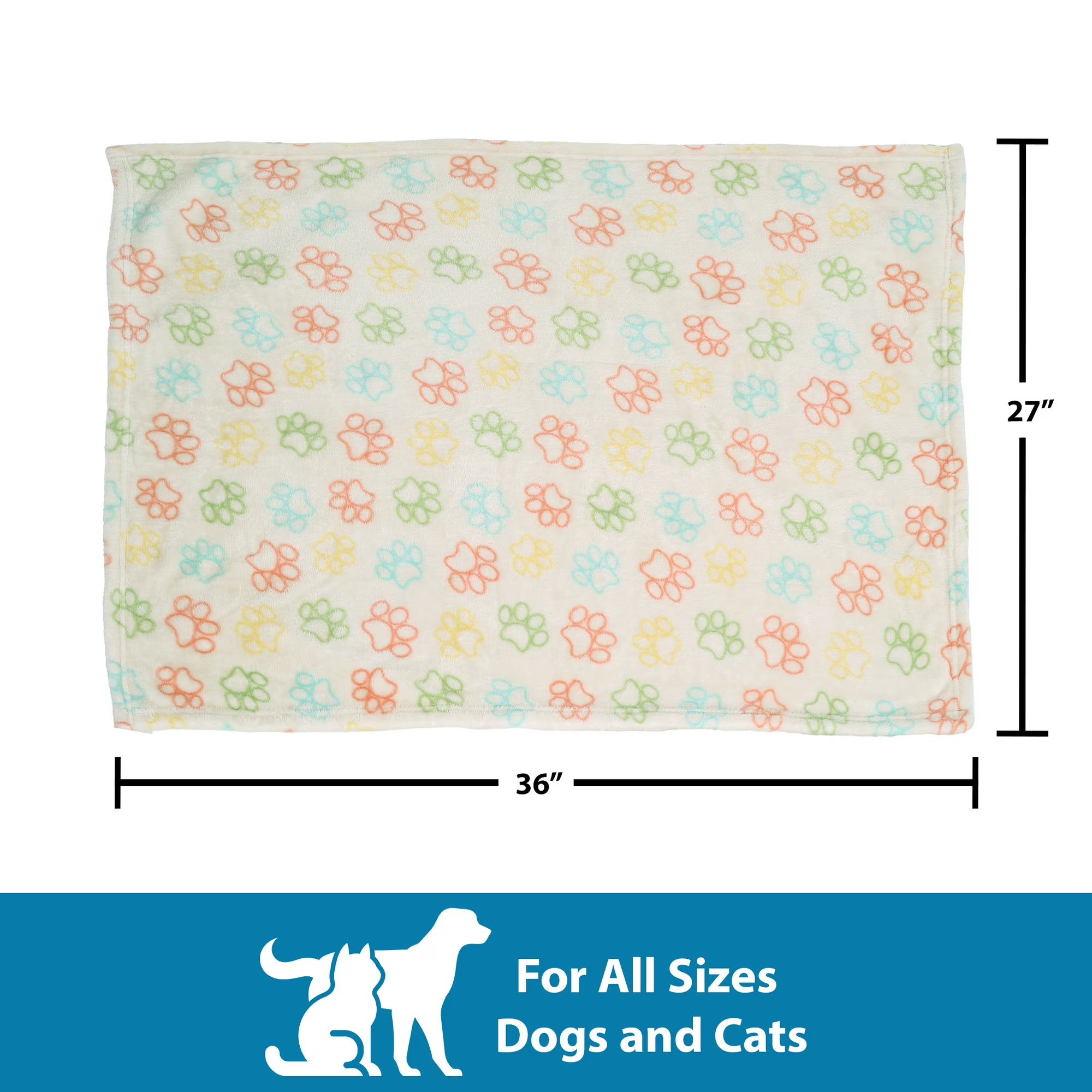 Vibrant Life Medium Cozy Plush Throw Blanket for Cats & Dogs, Multi-Color Paw Print