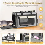 CshidWorld TSA Airline Approved Collapsible Cat Carrier for Large Cats and Small Dogs up to 25lbs, Soft-Sided Travel Dog Carrier (Beige-gary)