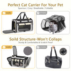 CshidWorld TSA Airline Approved Collapsible Cat Carrier for Large Cats and Small Dogs up to 25lbs, Soft-Sided Travel Dog Carrier (Beige-gary)