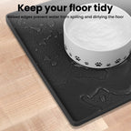 Silicone Pet Feeding Mat for Dogs and Cats, High-Lips Pet Placemat Non-Slip Waterproof Bowl Mats, Puppy Dish Tray Mat Suitable for Small Medium Large Pets, Black