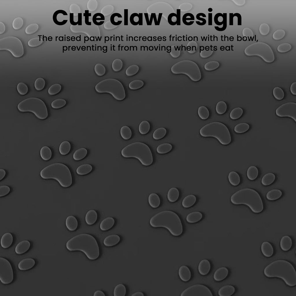 Silicone Pet Feeding Mat for Dogs and Cats, High-Lips Pet Placemat Non-Slip Waterproof Bowl Mats, Puppy Dish Tray Mat Suitable for Small Medium Large Pets, Black