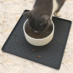 Silicone Pet Feeding Mat for Dogs and Cats, High-Lips Pet Placemat Non-Slip Waterproof Bowl Mats, Puppy Dish Tray Mat Suitable for Small Medium Large Pets, Black
