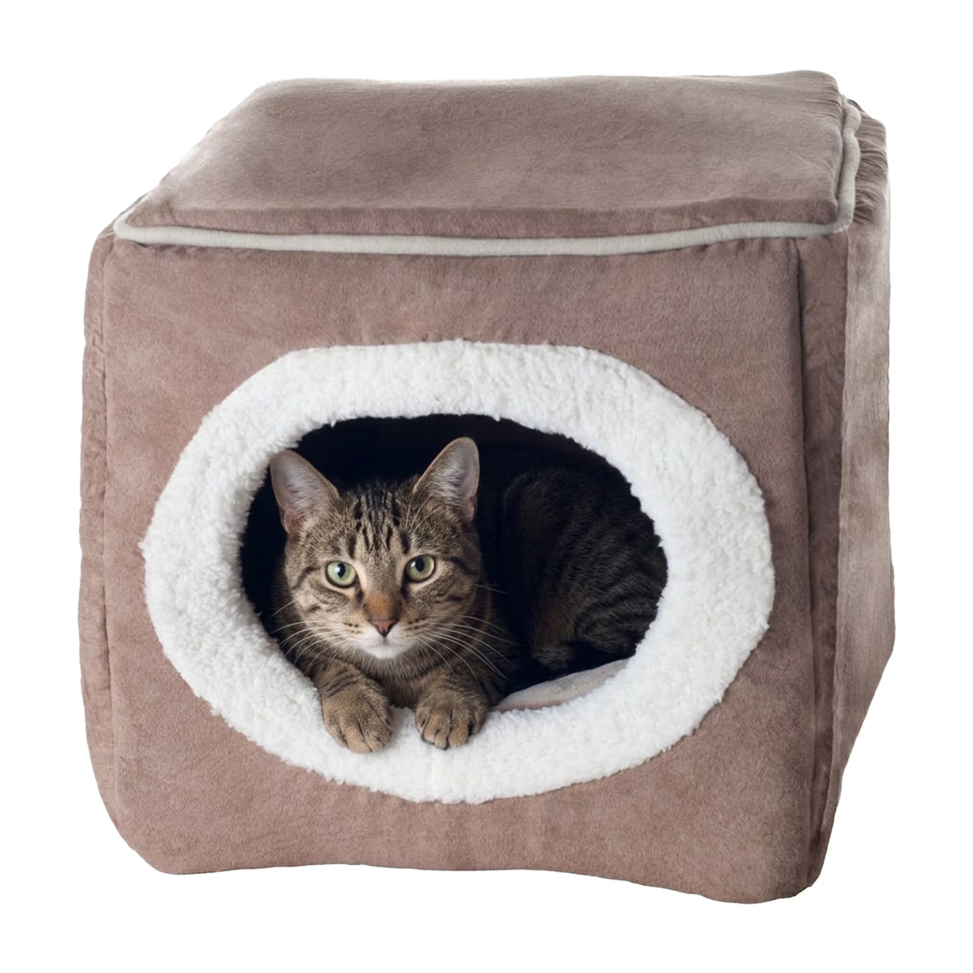 PETMAKER Cat House for Rabbits, Guinea Pigs, and Small Animals, Light Brown