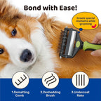 3-in-1 Pet Deshedding Tool - Undercoat Rake, Deshedding Brush, Dematting Comb for Dogs & Cats, Dog Brush for Shedding, Professional Grooming Brush for Double Coat, Long & Short Hair