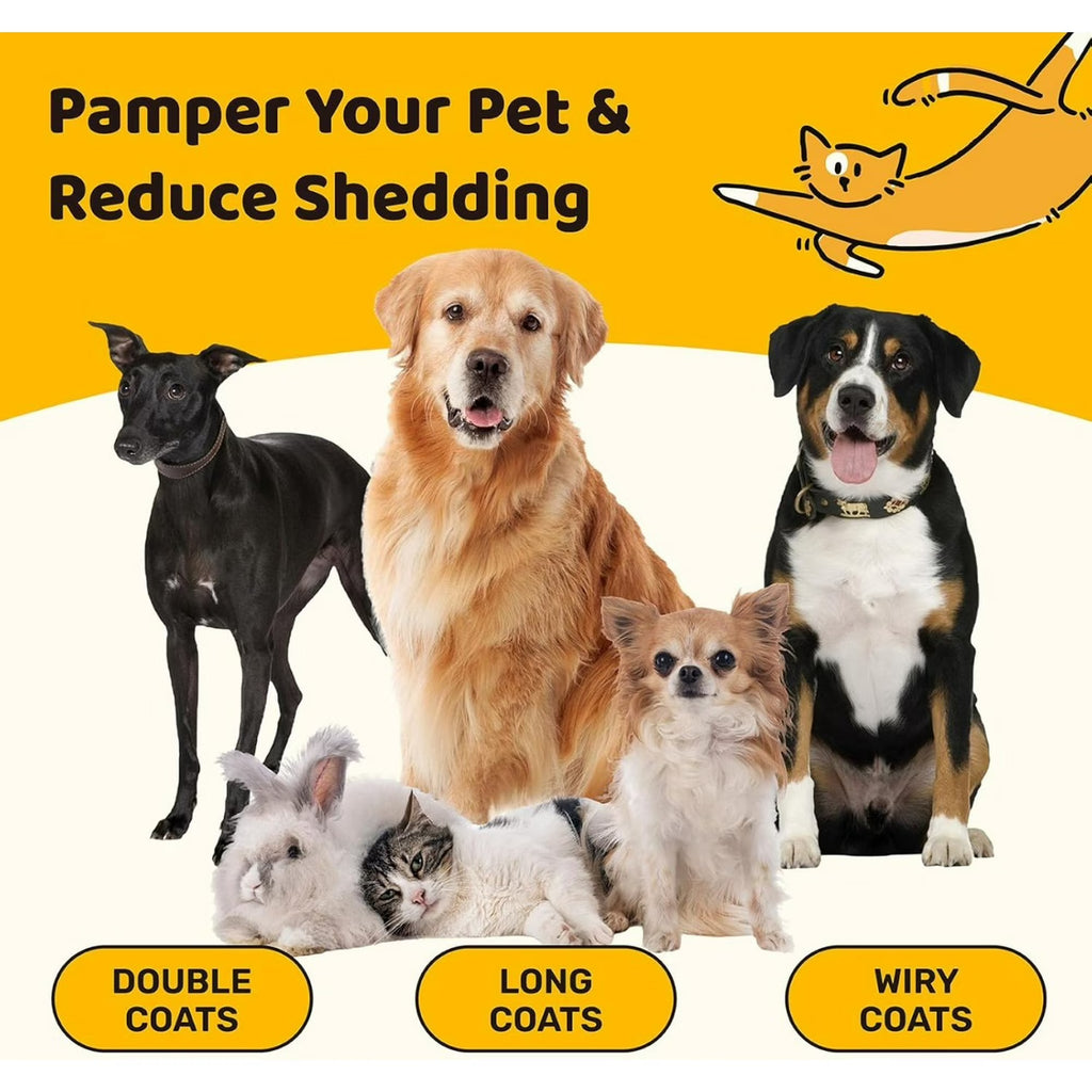 3-in-1 Pet Deshedding Tool - Undercoat Rake, Deshedding Brush, Dematting Comb for Dogs & Cats, Dog Brush for Shedding, Professional Grooming Brush for Double Coat, Long & Short Hair