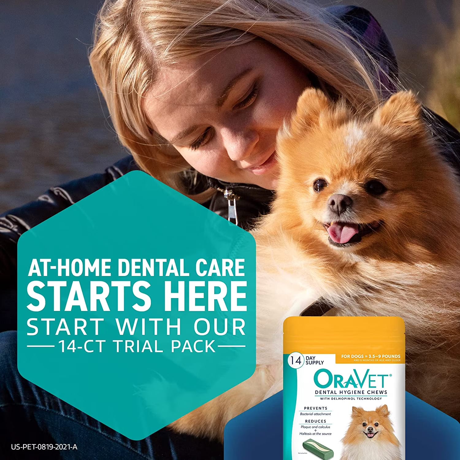 ORAVET Dental Chews for Dogs, Oral Care and Hygiene Chews (Small Dogs, 10-24 lbs.) Blue Pouch