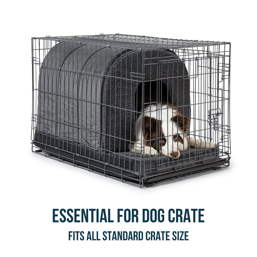 PELZIN Indoor Dog House - Orthopedic Dog Tent Bed w/Egg-Crate Foam - Pet Bed with Cover Cave - Waterproof Lining - Nonskid Bottom, Ideal for Medium Breeds & Fits 30-Inch Crate - 29"x18"