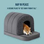 PELZIN Indoor Dog House - Orthopedic Dog Tent Bed w/Egg-Crate Foam - Pet Bed with Cover Cave - Waterproof Lining - Nonskid Bottom, Ideal for Medium Breeds & Fits 30-Inch Crate - 29"x18"