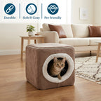 PETMAKER Cat House for Rabbits, Guinea Pigs, and Small Animals, Light Brown