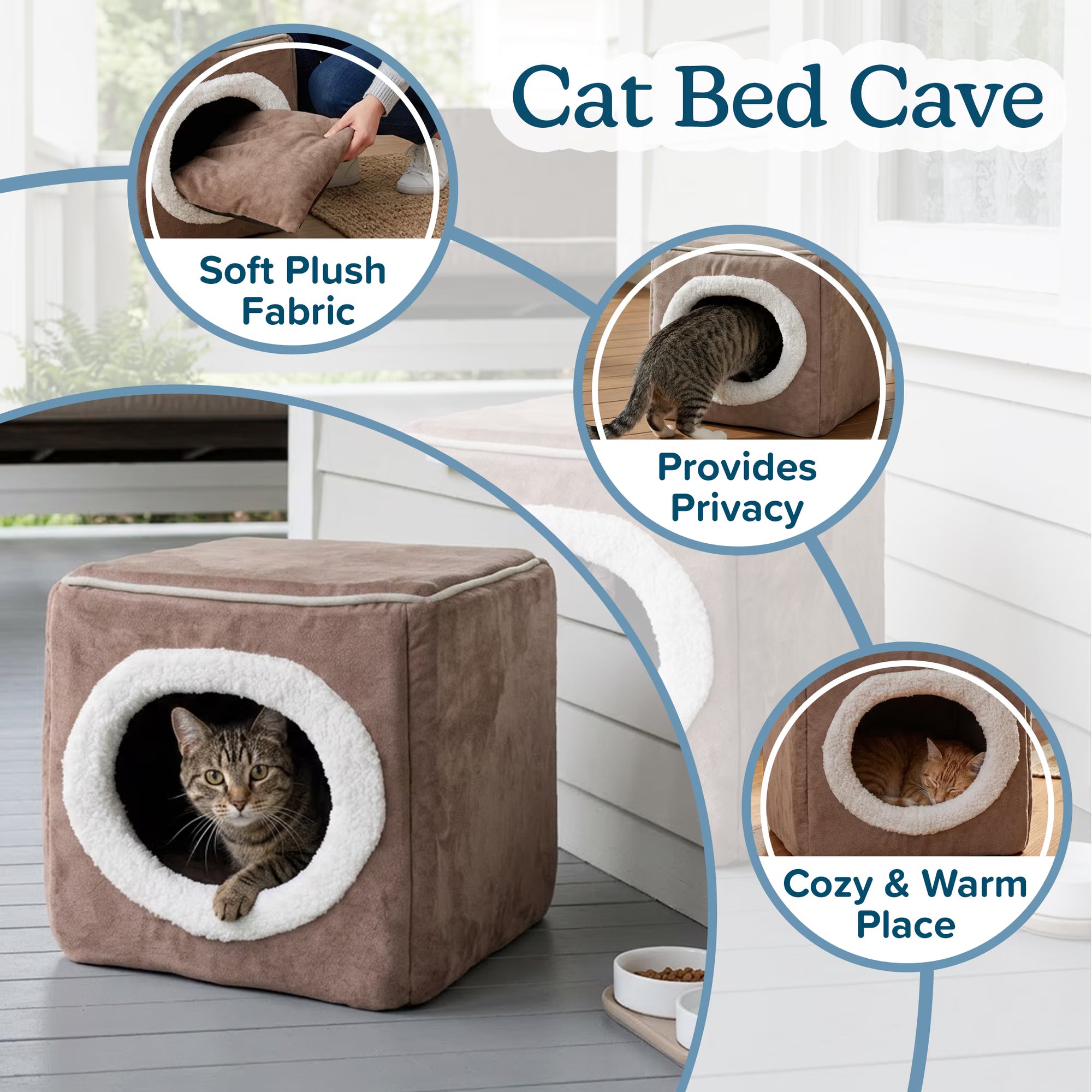 PETMAKER Cat House for Rabbits, Guinea Pigs, and Small Animals, Light Brown