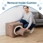 PETMAKER Cat House for Rabbits, Guinea Pigs, and Small Animals, Light Brown