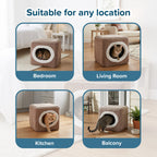 PETMAKER Cat House for Rabbits, Guinea Pigs, and Small Animals, Light Brown