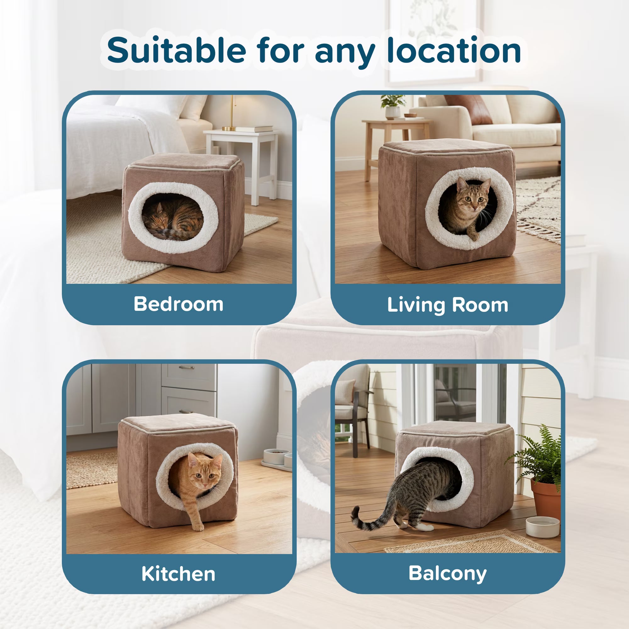 PETMAKER Cat House for Rabbits, Guinea Pigs, and Small Animals, Light Brown